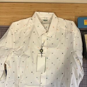 Kenzo White Shirt with Multicolor Accents